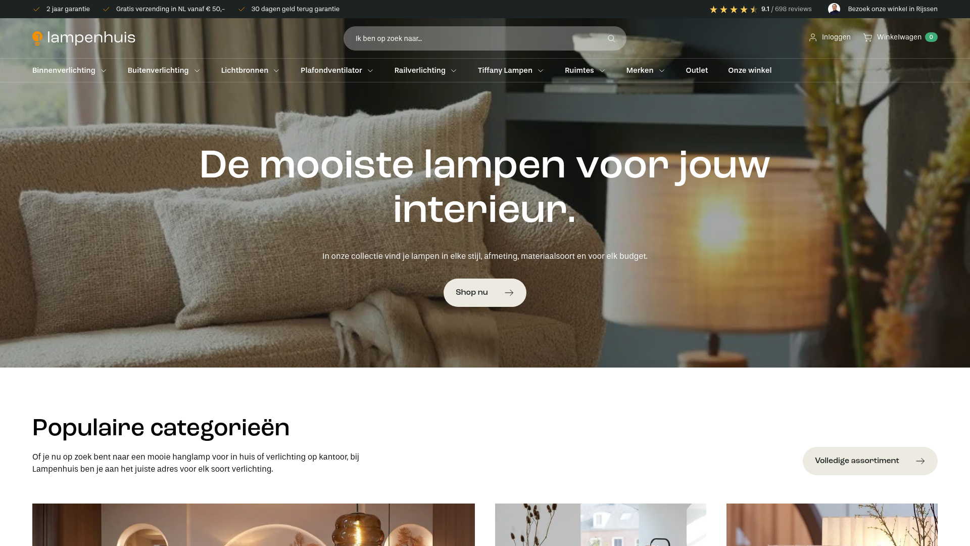 Screenshot van lampenhuis.nl