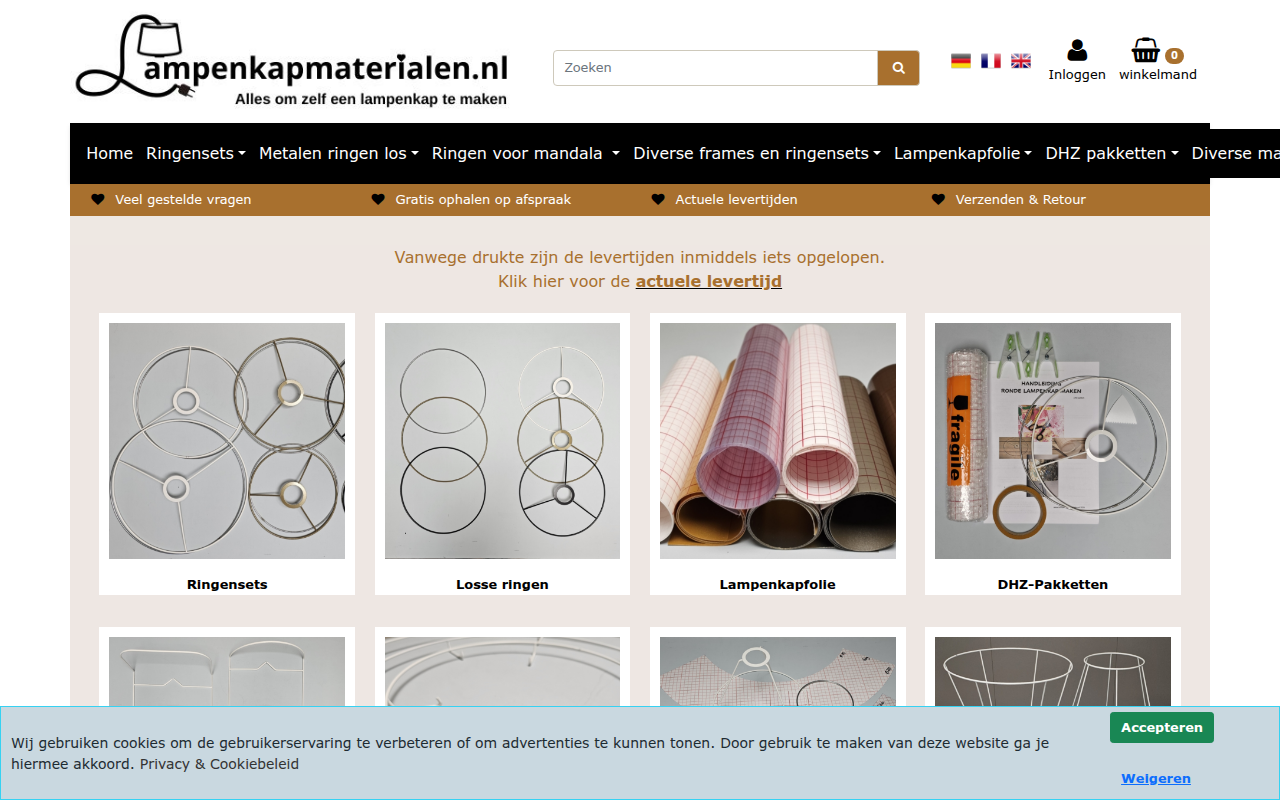 Screenshot van lampenkapmaterialen.nl