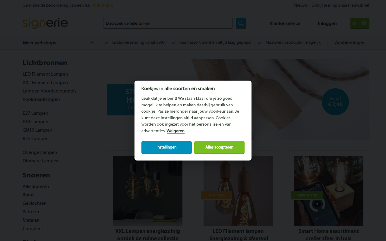 Screenshot van lampenlichthandel.nl