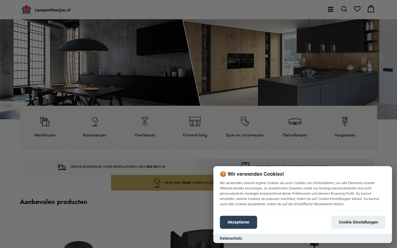Screenshot van lampenvoorjou.nl
