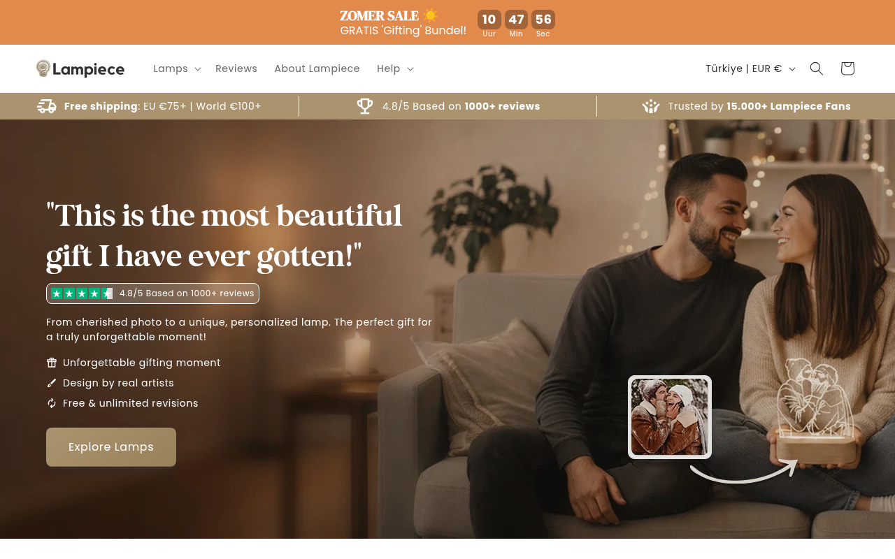 Screenshot van lampiece.com