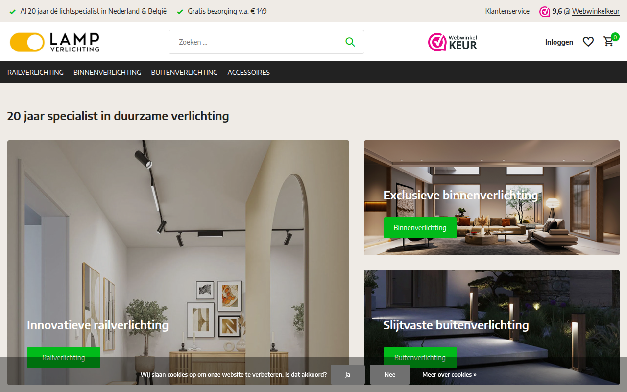 Screenshot van lampverlichting.nl
