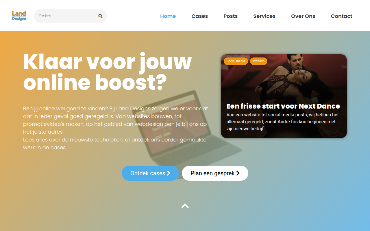 Screenshot van landdesigns.nl