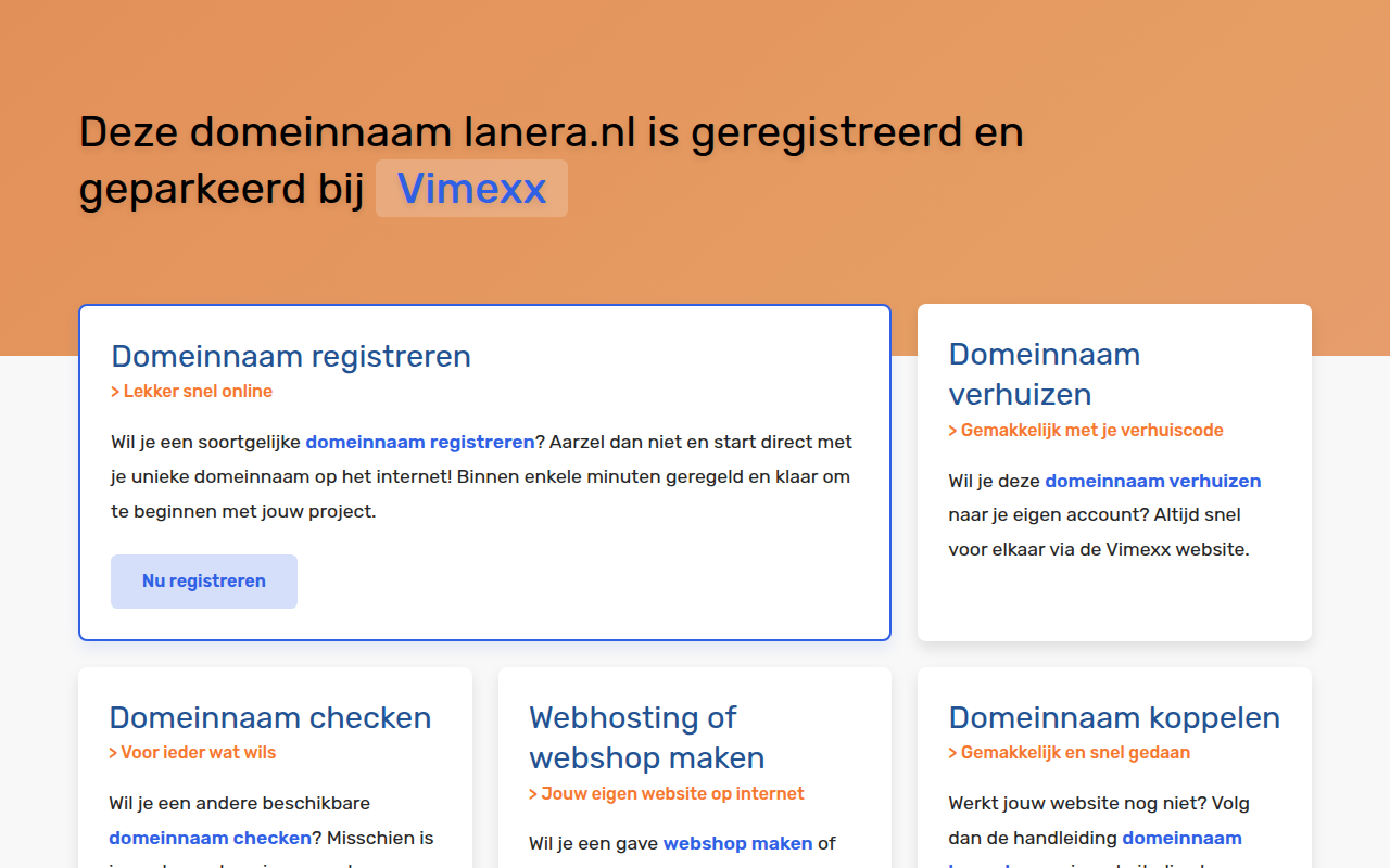 Screenshot van lanera.nl