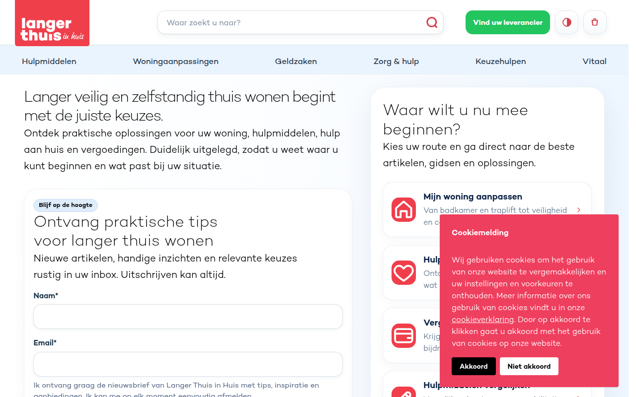 Screenshot van langerthuisinhuis.nl