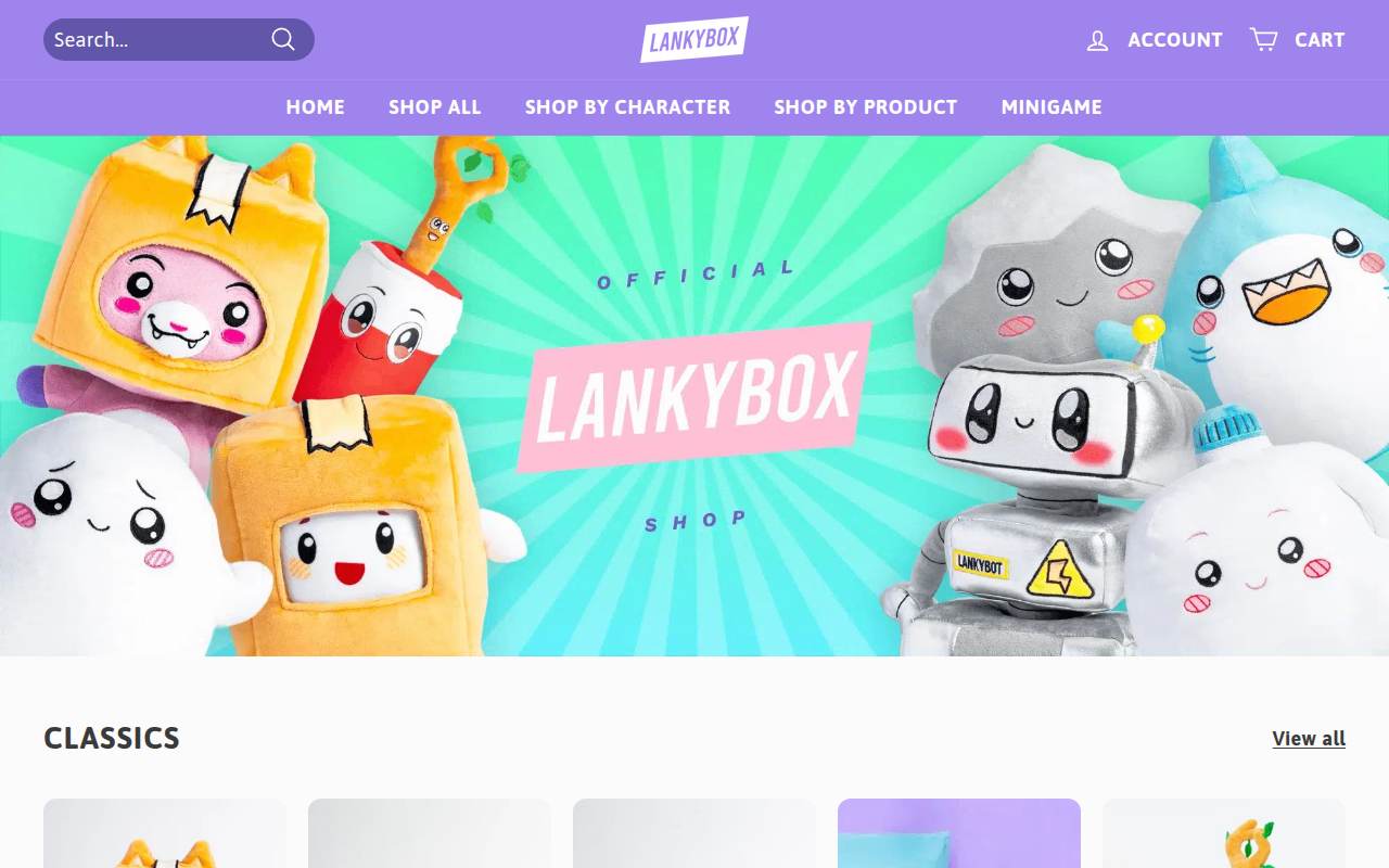 Screenshot van lankyboxshop.com