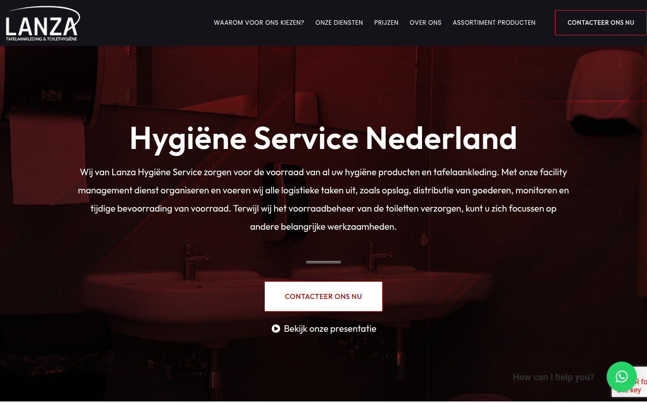Screenshot van lanza-hygiene.nl