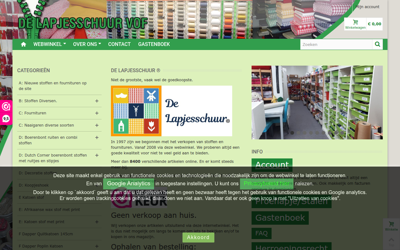 Screenshot van lapjesschuur.nl