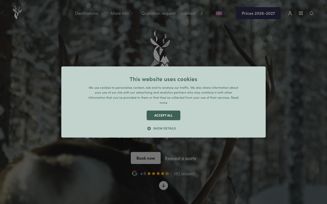 Screenshot van laplandtravel.com