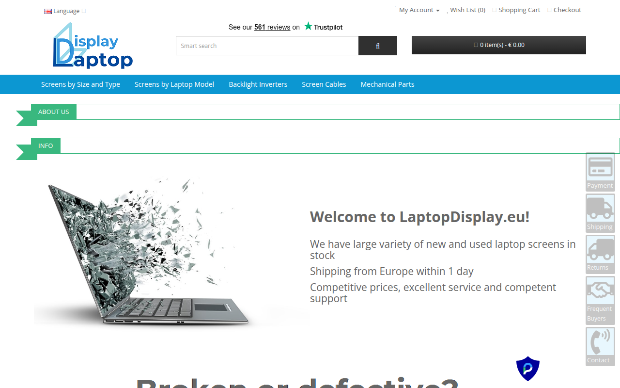 Screenshot van laptopdisplay.eu
