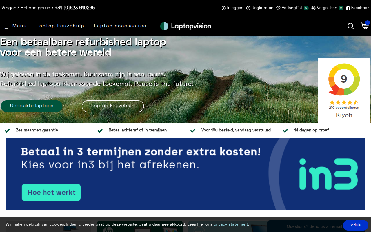 Screenshot van laptopvision.nl