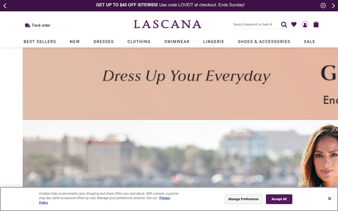 Screenshot van lascana.com