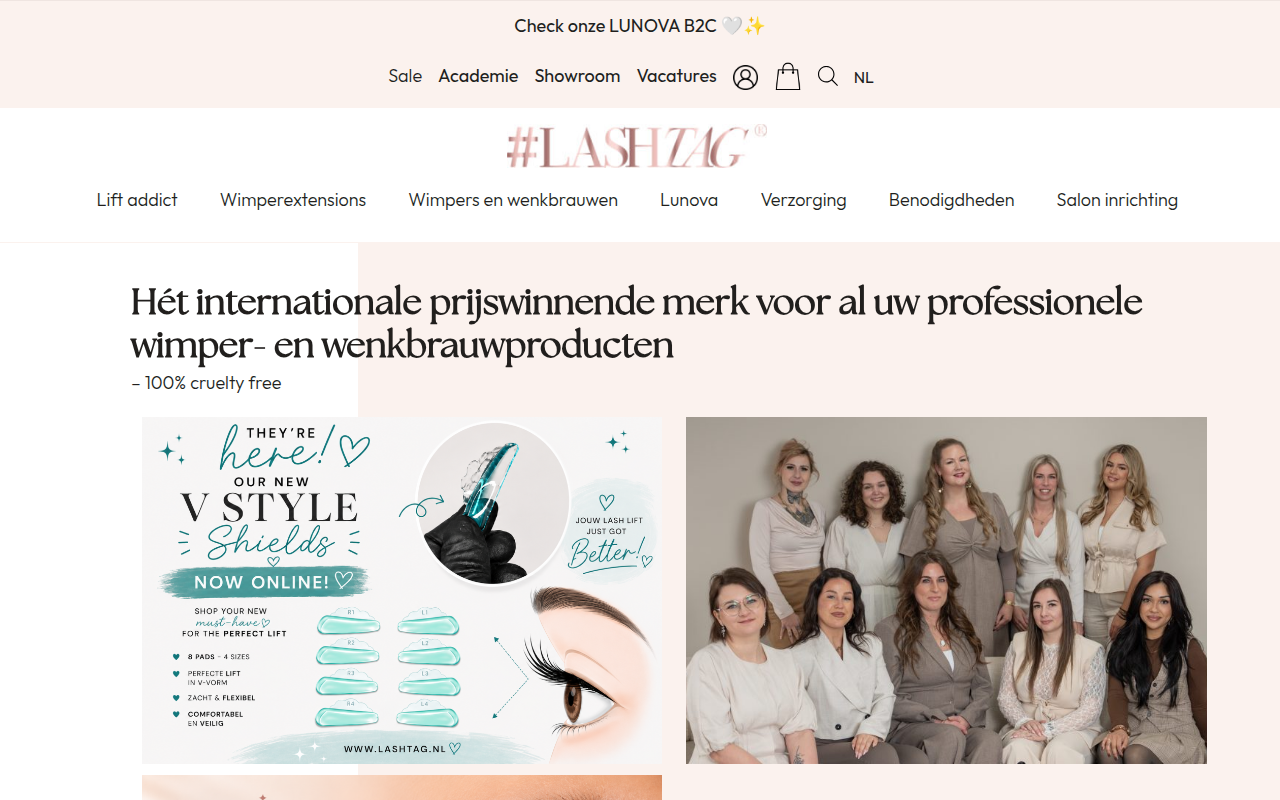 Screenshot van lashtag.nl