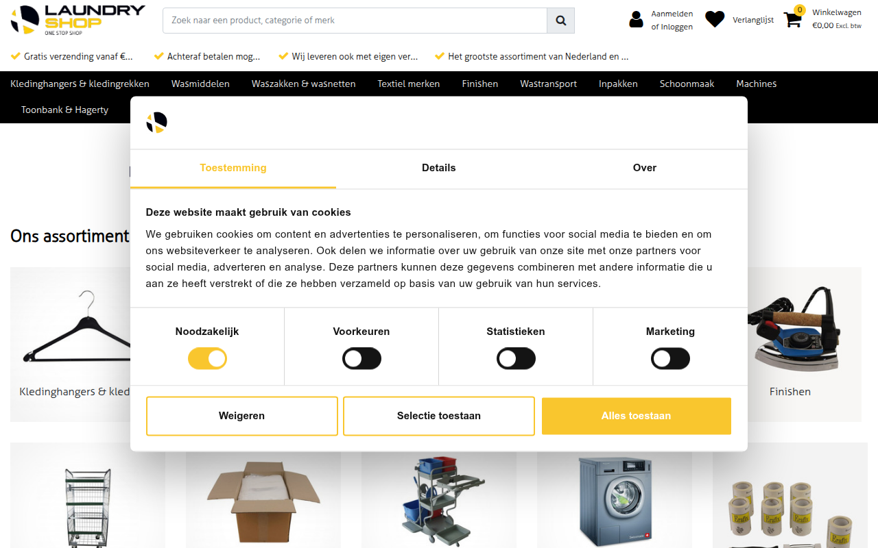 Screenshot van laundryshop.nl