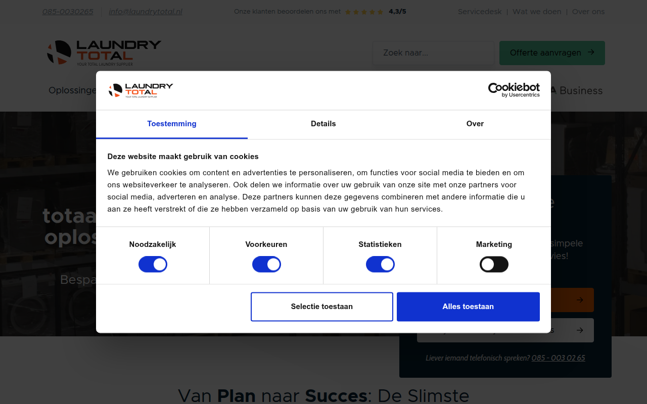 Screenshot van laundrytotal.nl