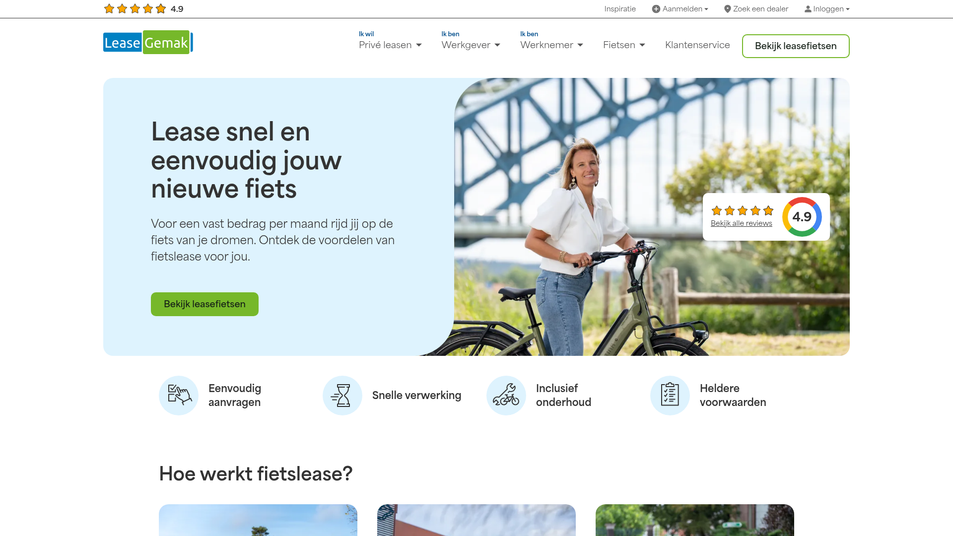 Screenshot van leasegemak.nl
