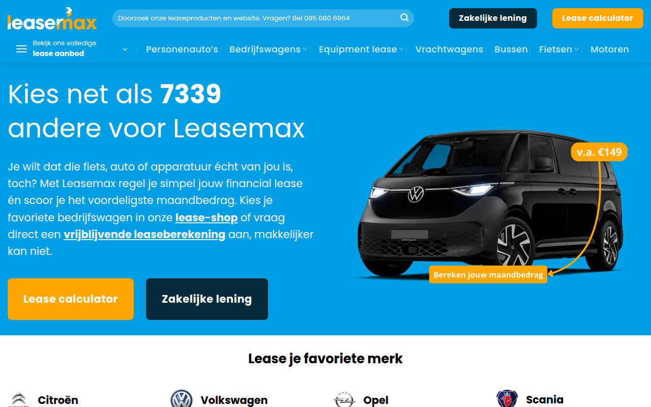 Screenshot van leasemax.nl