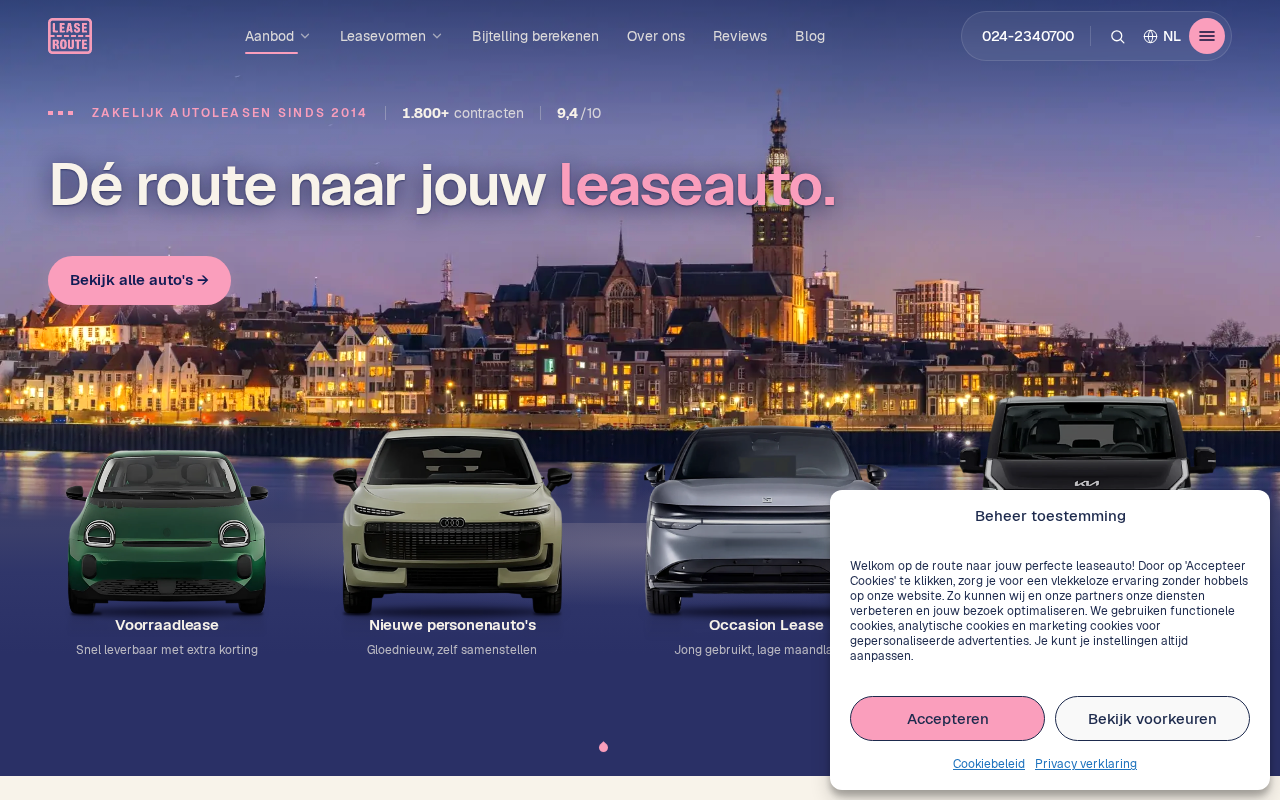 Screenshot van leaseroute.nl