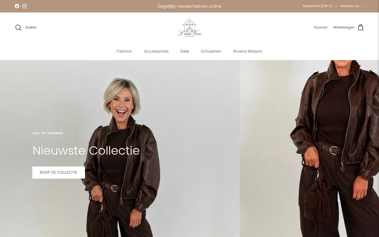 Screenshot van leauvivewebshop.nl