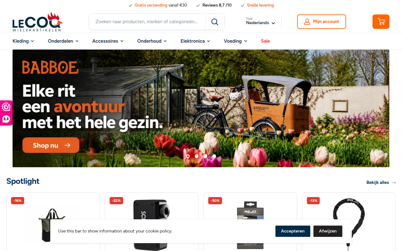 Screenshot van lecoqwielerartikelen.nl