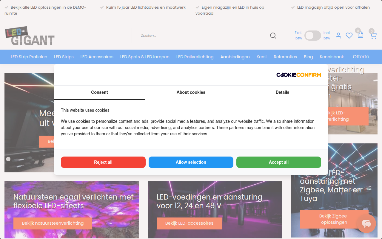 Screenshot van led-gigant.nl