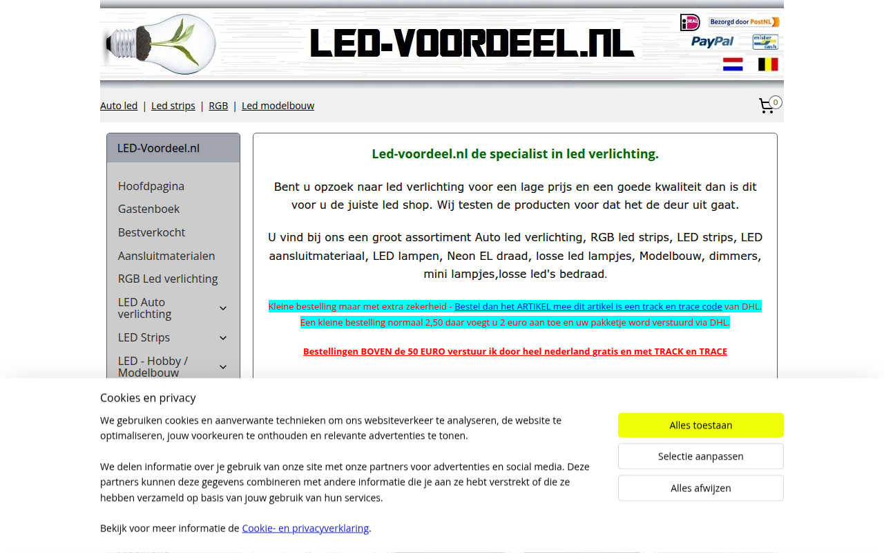Screenshot van led-voordeel.nl