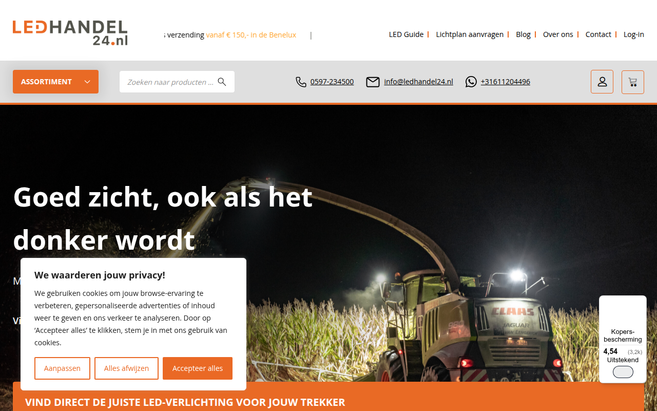 Screenshot van ledhandel24.nl