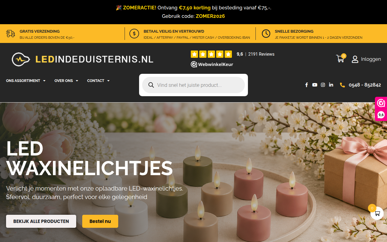 Screenshot van ledindeduisternis.nl