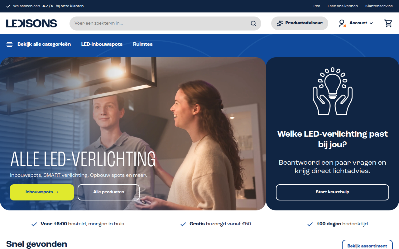 Screenshot van ledisons.nl