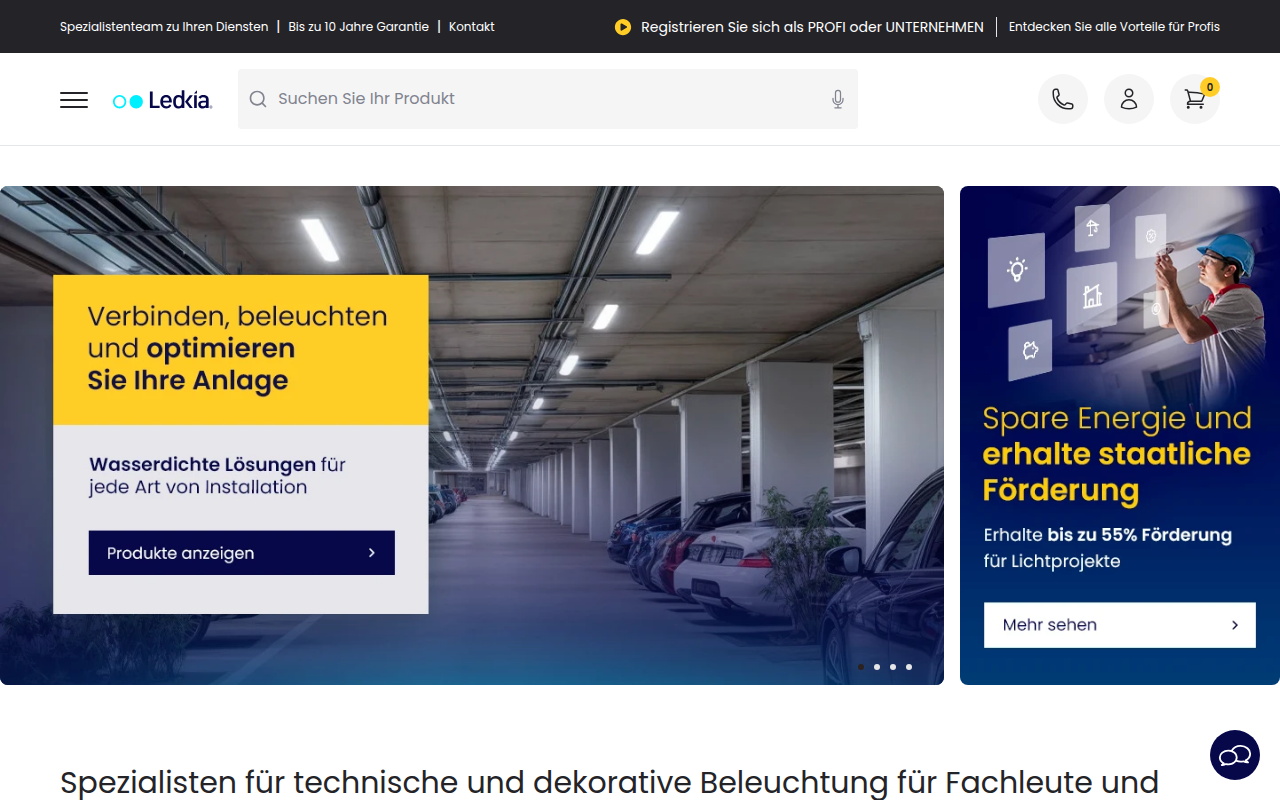 Screenshot van ledkia.com