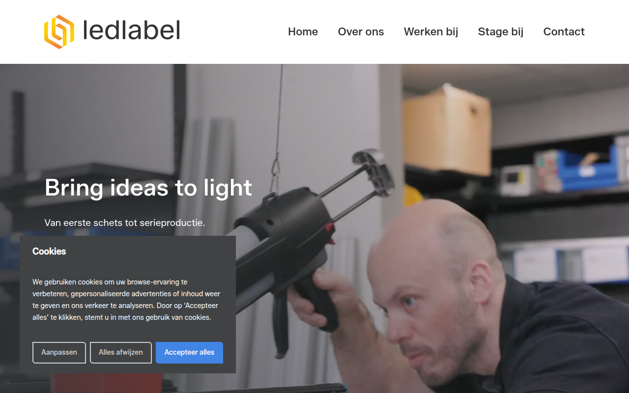 Screenshot van ledlabel.nl