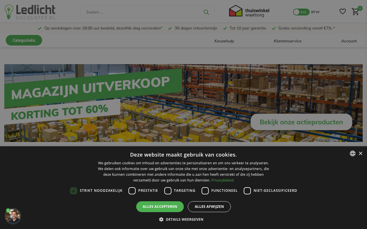 Screenshot van ledlichtdiscounter.nl