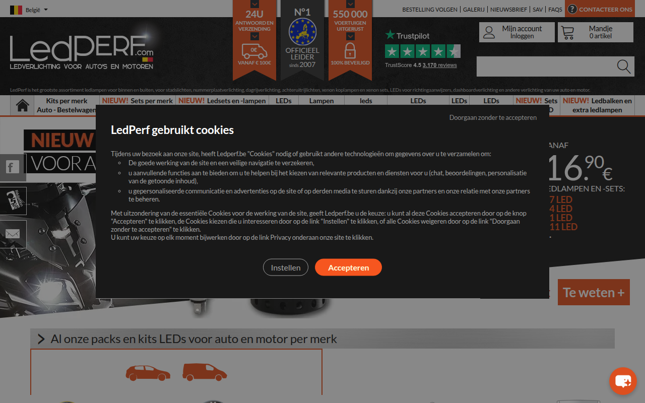 Screenshot van ledperf.be