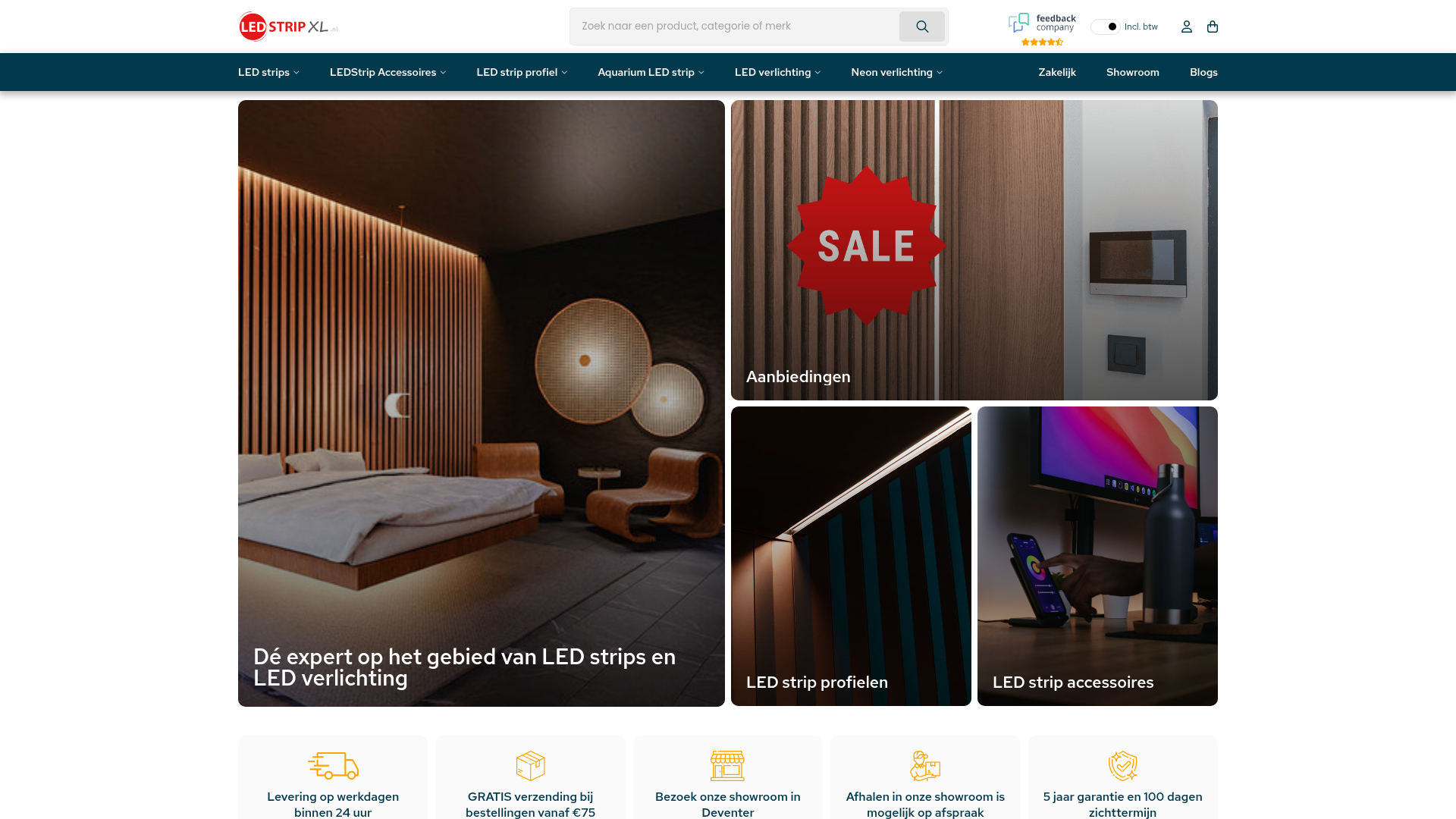 Screenshot van ledstripxl.nl