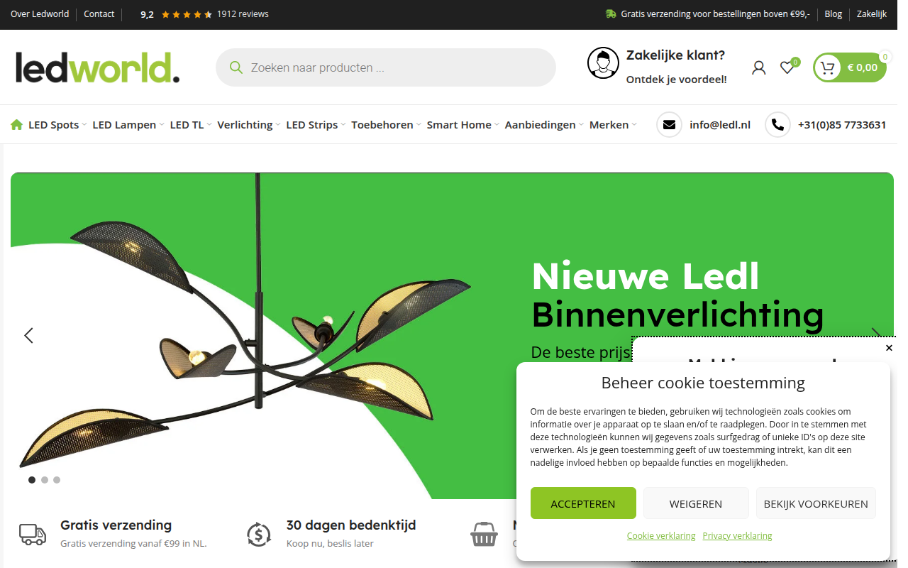 Screenshot van ledworld.nl