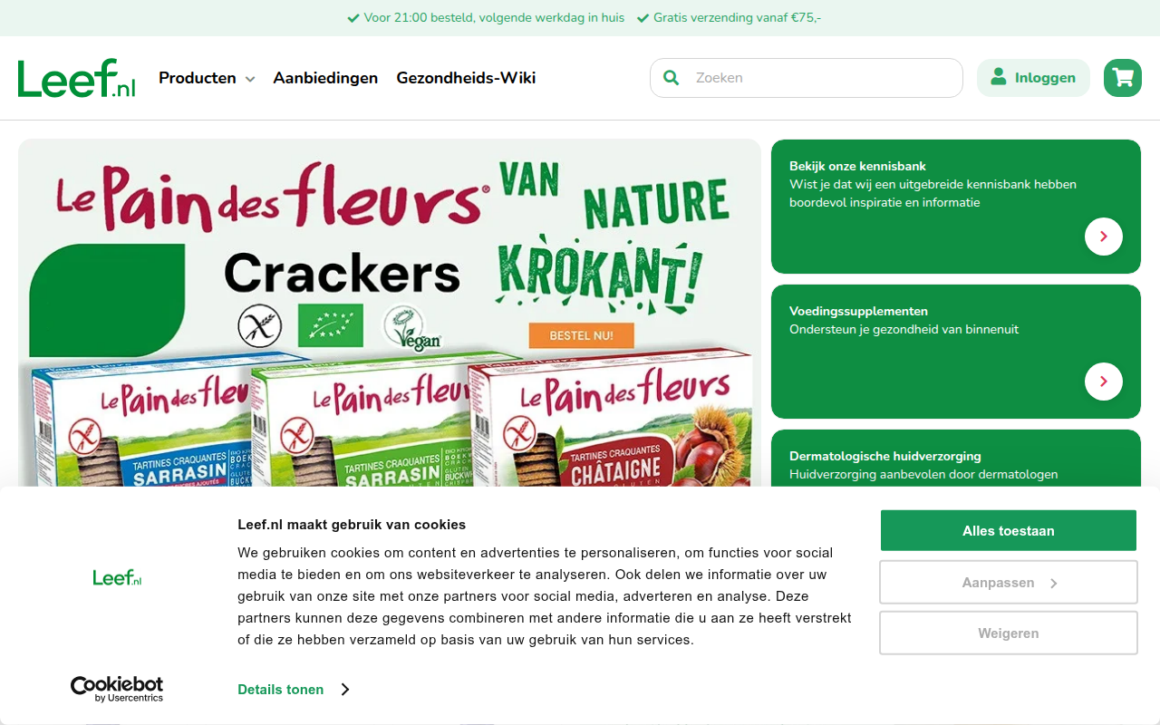Screenshot van leef.nl