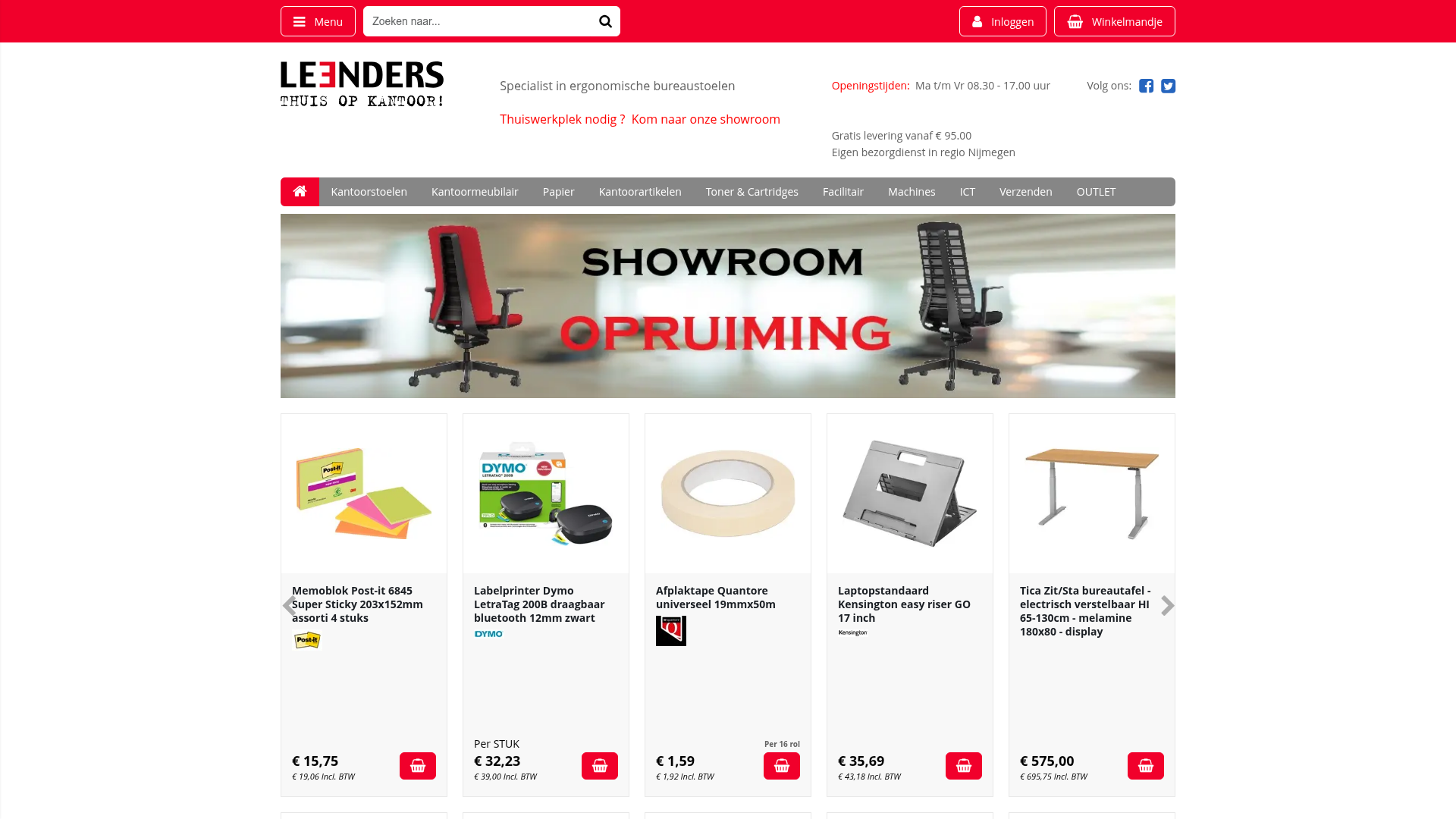 Screenshot van leenderswebshop.nl