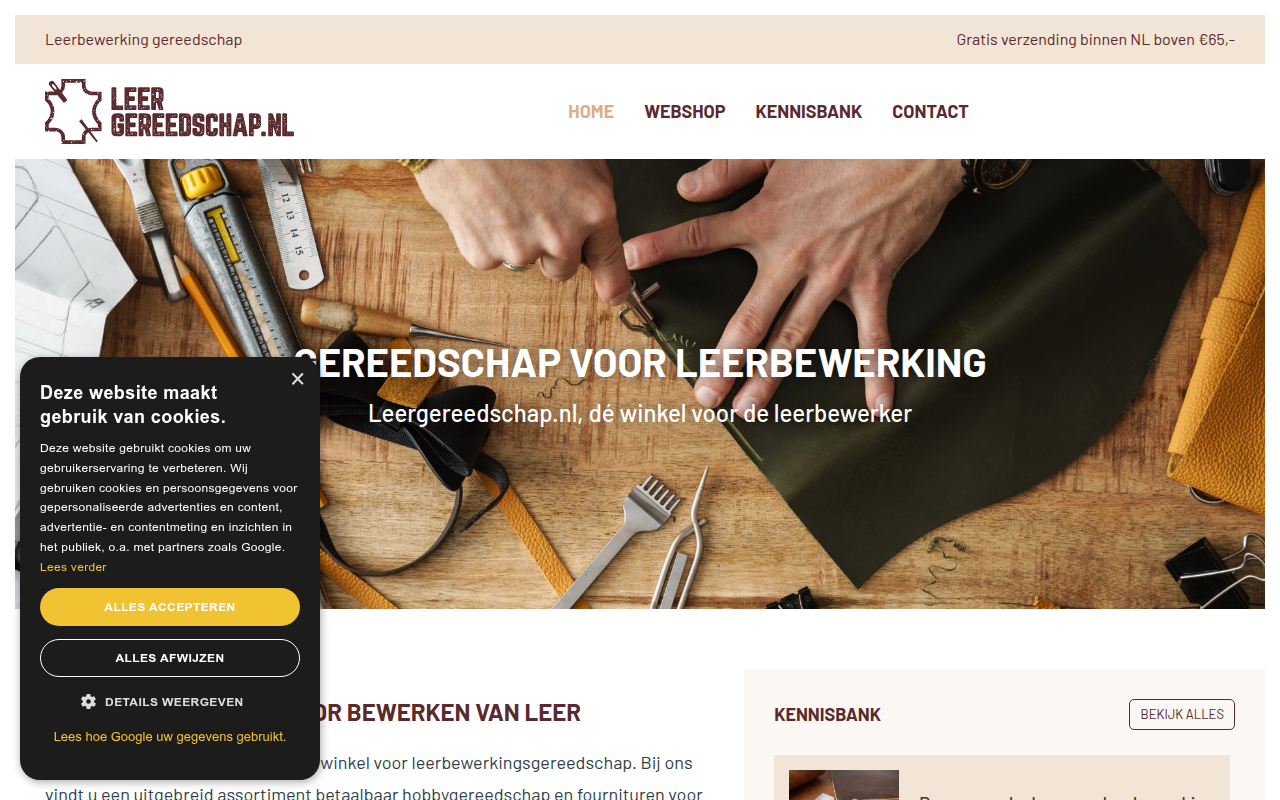 Screenshot van leergereedschap.nl