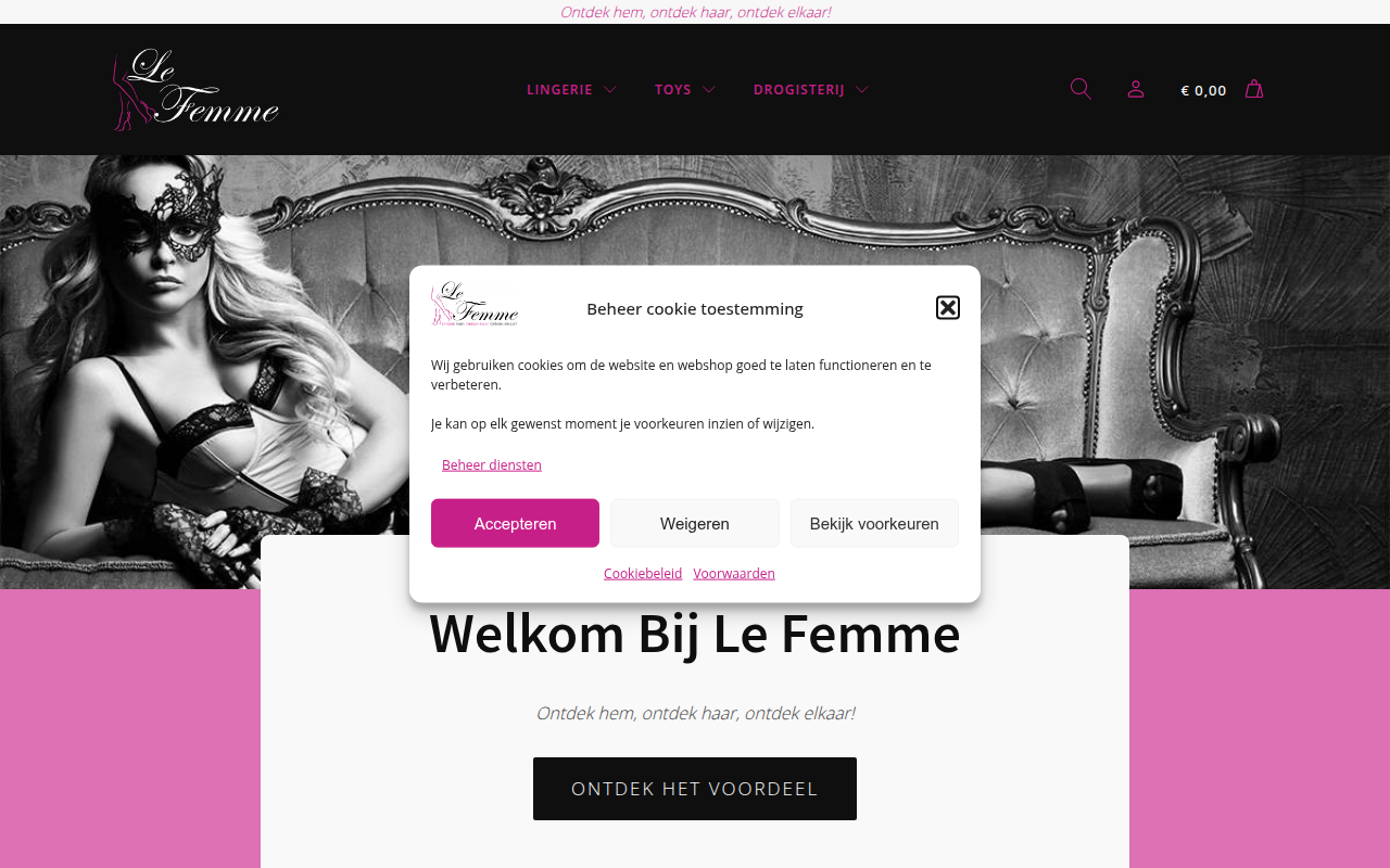 Screenshot van lefemme.nl