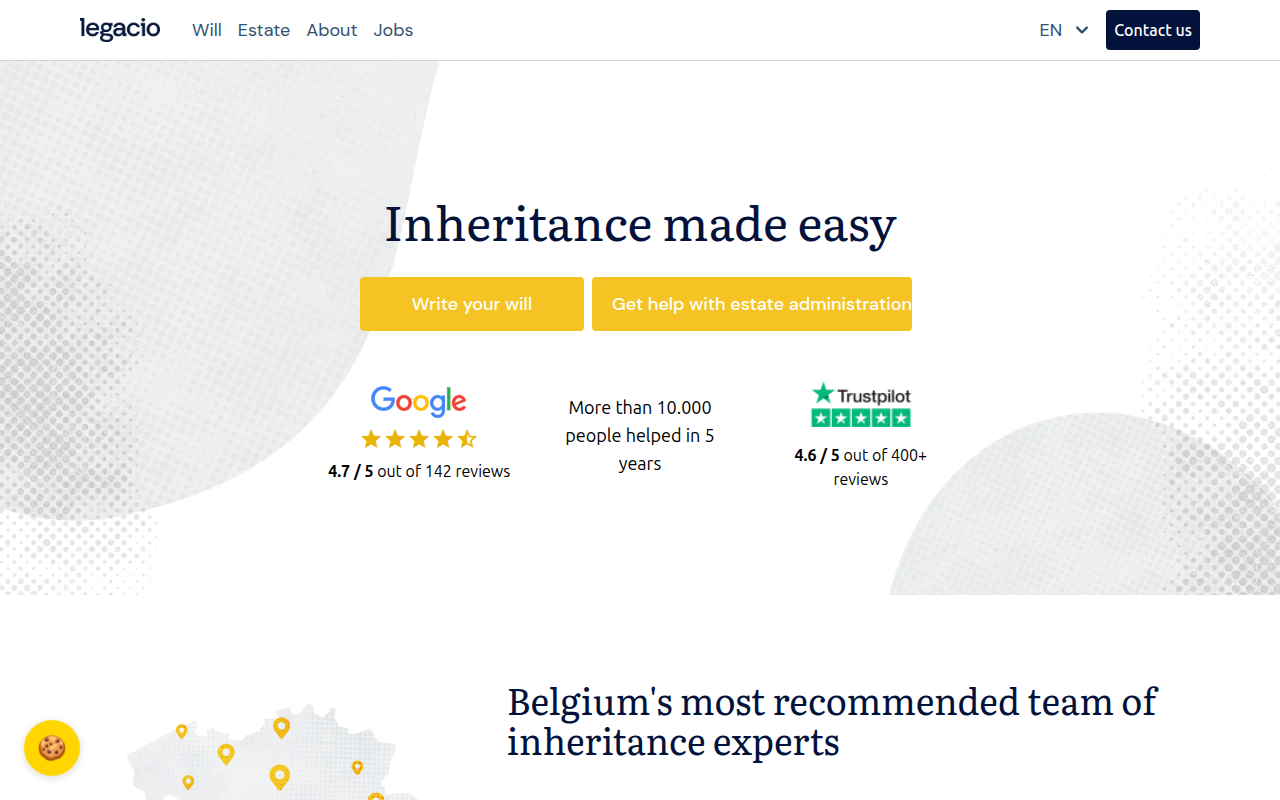Screenshot van legacio.be