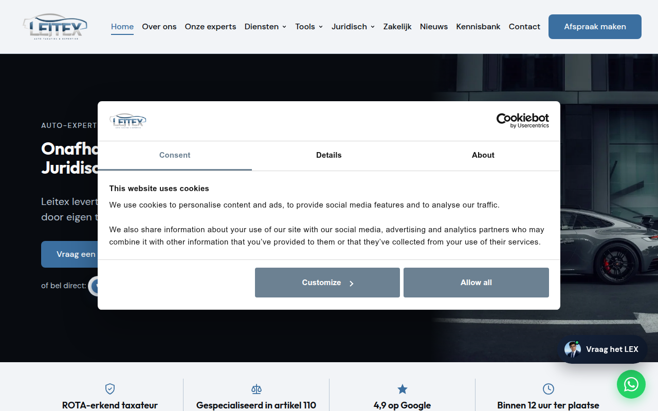 Screenshot van leitex.nl