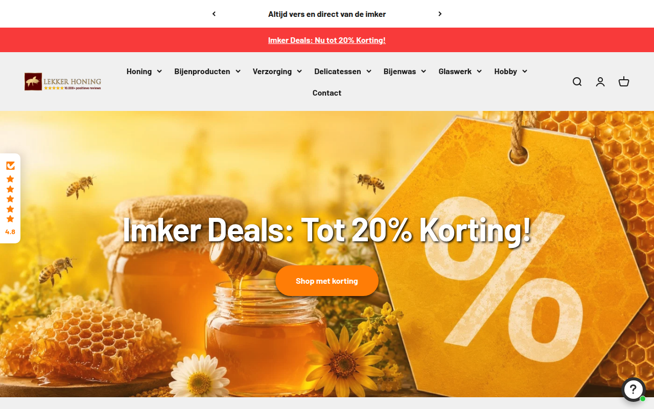 Screenshot van lekkerhoning.nl