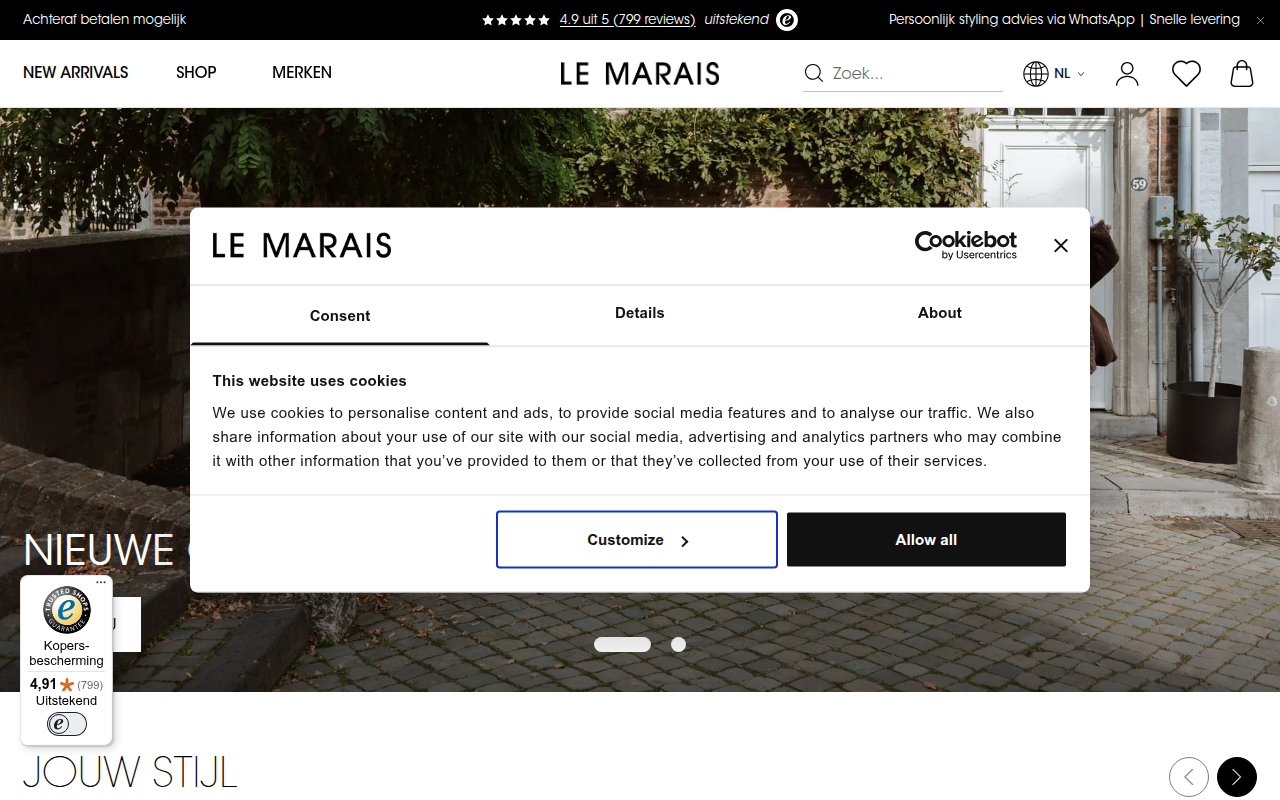 Screenshot van lemarais.nl