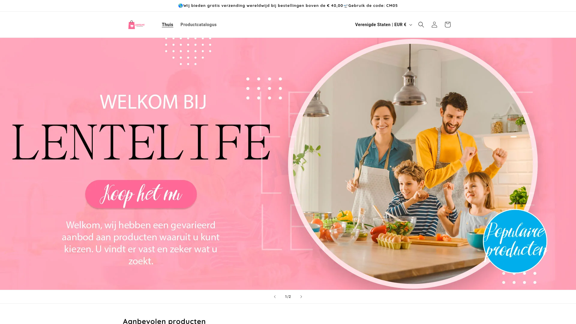 Screenshot van lentelife.com