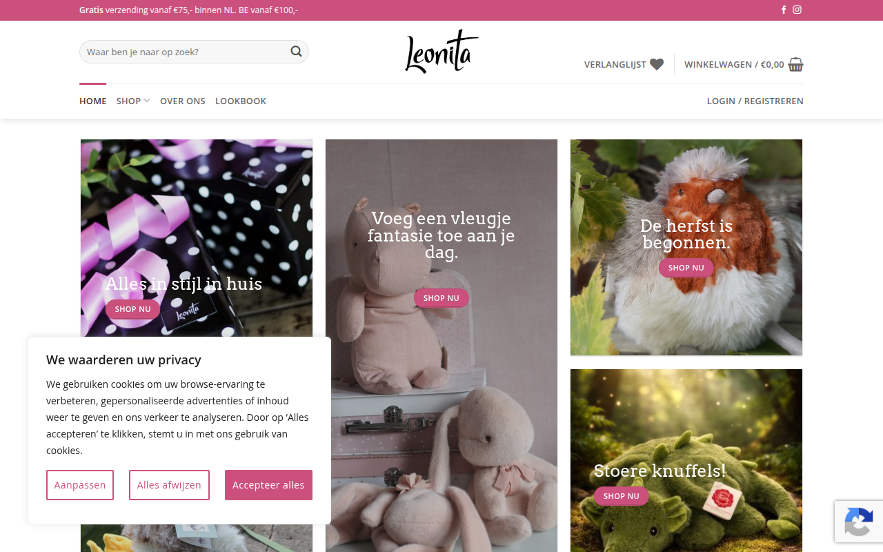 Screenshot van leonita.nl