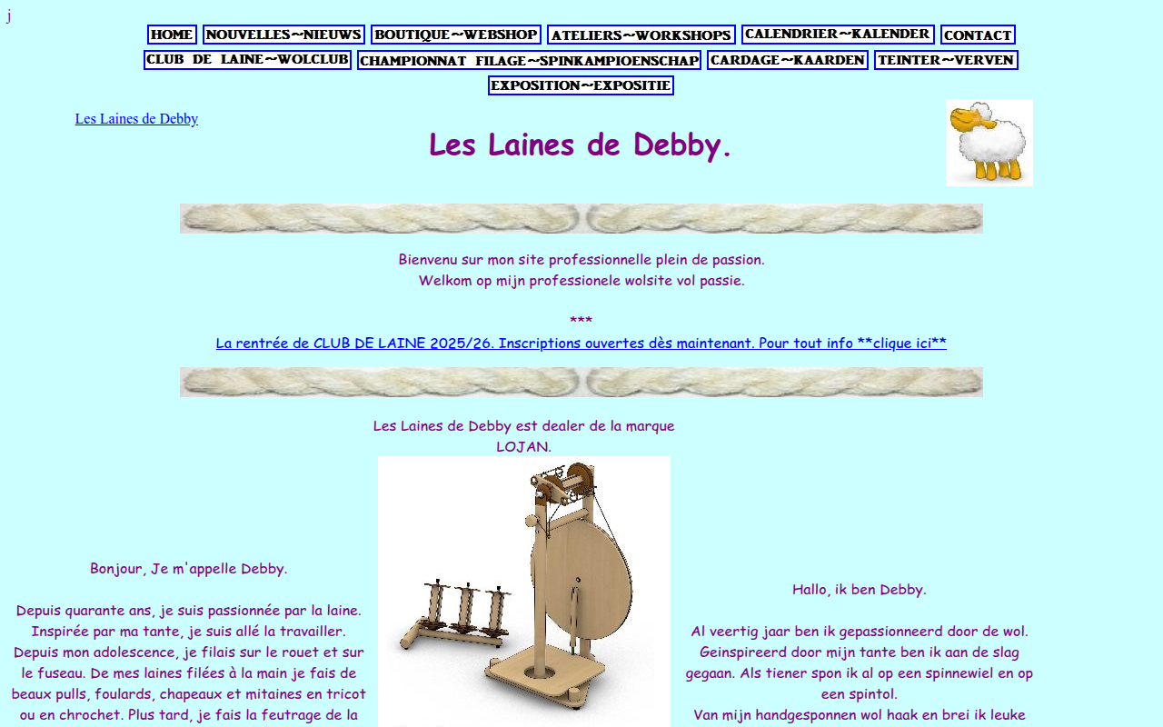 Screenshot van leslainesdedebby.be