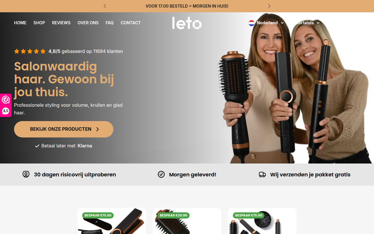 Screenshot van letostyling.nl