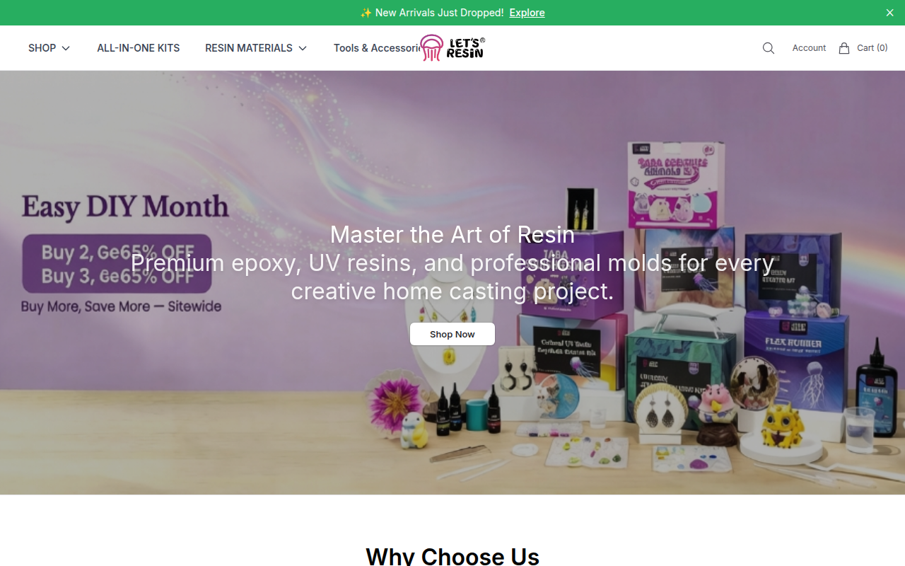 Screenshot van letsresins.shop