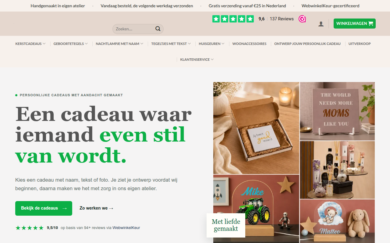 Screenshot van leukcadeaushop.nl