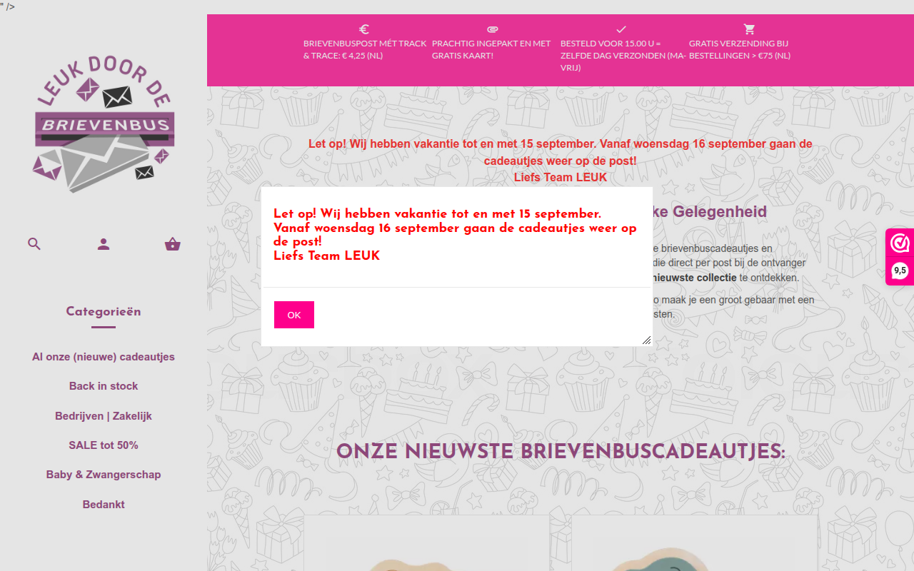 Screenshot van leukdoordebrievenbus.nl